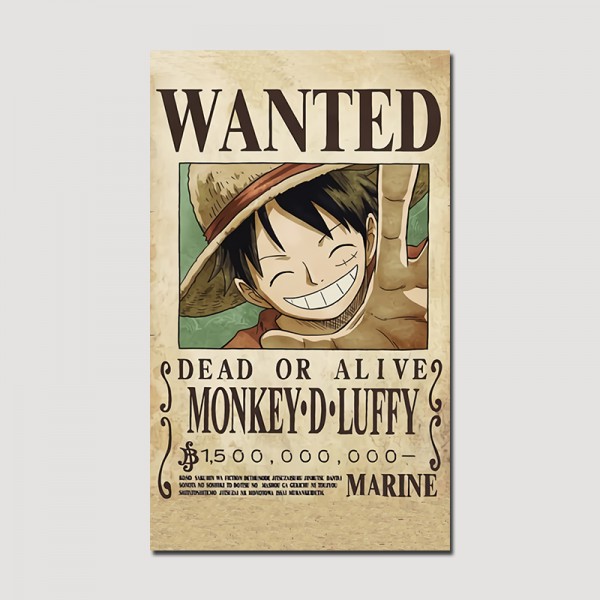Cuadro Wanted Luffy 50x30cms