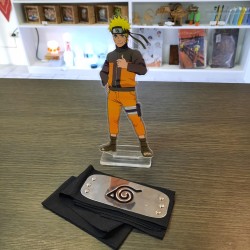 Combo Banda konoha y silueta de acrílico Naruto